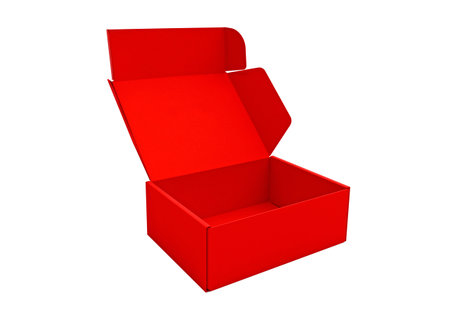 Open red Cardboard box isolated on a white background