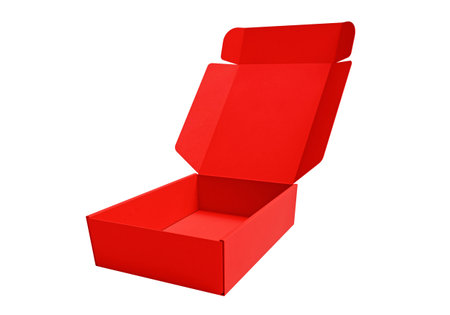 Open red Cardboard box isolated on a white background