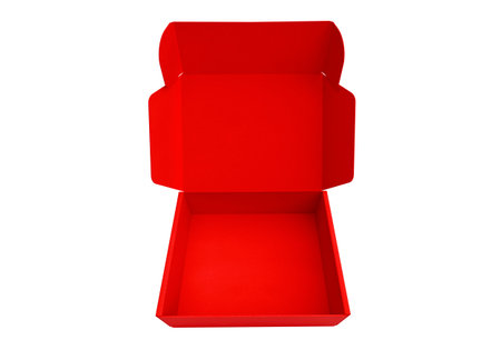 Open red Cardboard box isolated on a white background