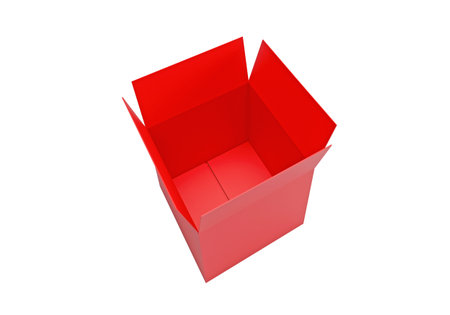 Open red Cardboard box isolated on a white background