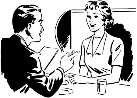 Couple Seated At A Boothのイラスト素材