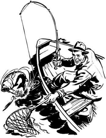 Fisherman Catching Fishのイラスト素材