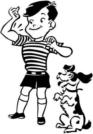 Boy With Dogのイラスト素材