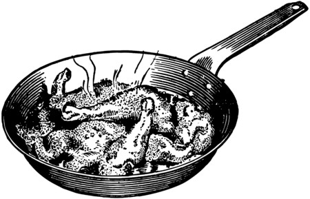 Chicken In Frying Panのイラスト素材