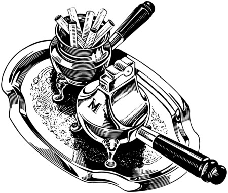 Cigarettes And Silver Lighterのイラスト素材