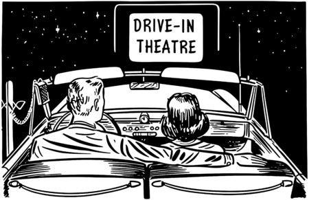 Couple At Drive-In Theatreのイラスト素材