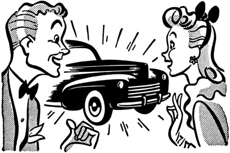 Couple With New Carのイラスト素材