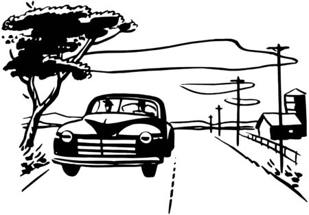 Driving On Country Roadのイラスト素材