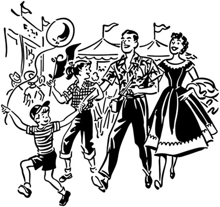 Family At Amusement Parkのイラスト素材