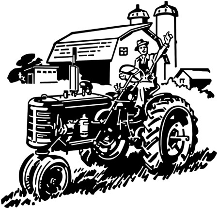 Farmer On Tractor Wavingのイラスト素材