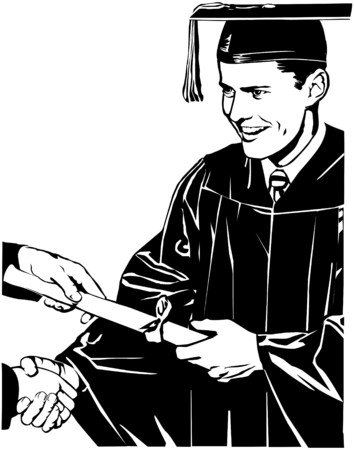 Grad Receiving Diplomaのイラスト素材