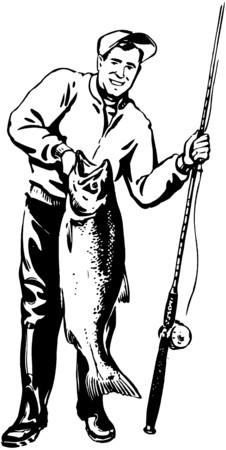 Fisherman With Fishのイラスト素材
