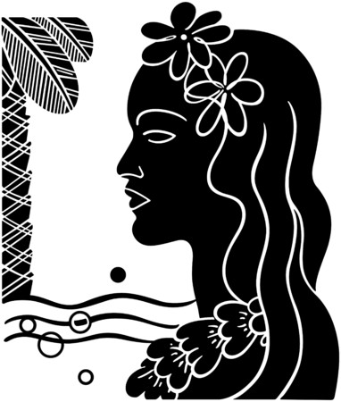 Hawaiian Girl Silhouetteのイラスト素材