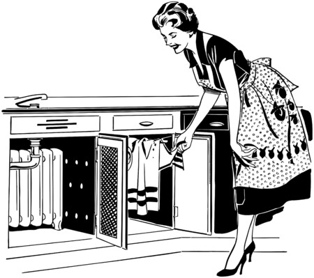 Mom Opening Cupboardのイラスト素材