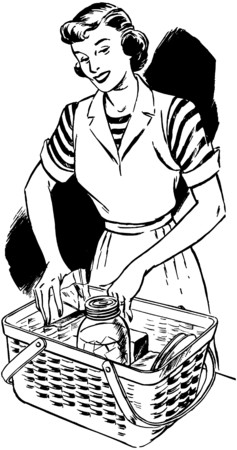 Packing Picnic Basketのイラスト素材