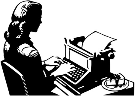 Retro Lady Typistのイラスト素材