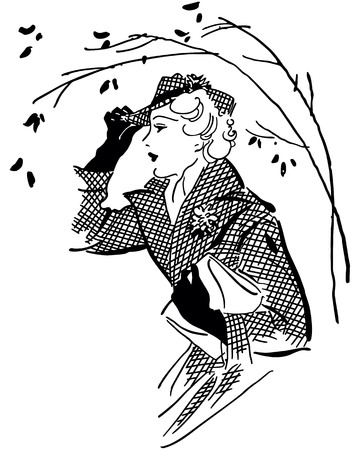 Retro Clip Art Illustration - Stylish Ladyのイラスト素材