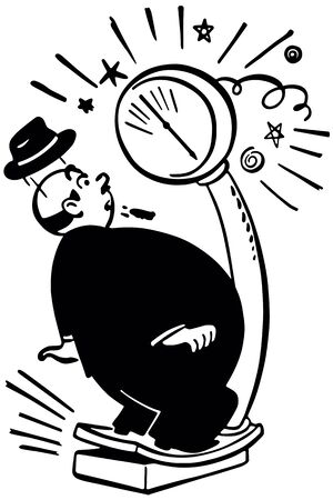 Fat Man On Weigh Scale - Getting bad newsのイラスト素材
