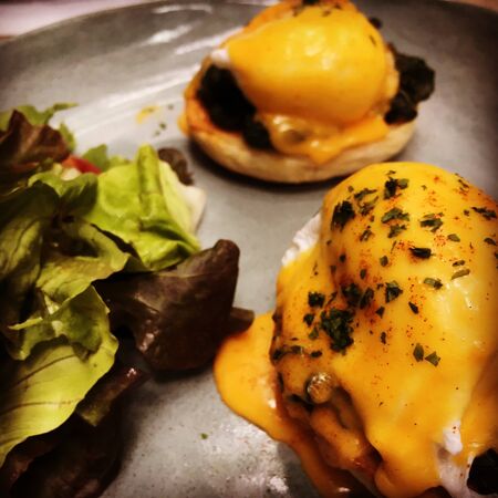 Poached egg with salad, Vegetarian foodの素材