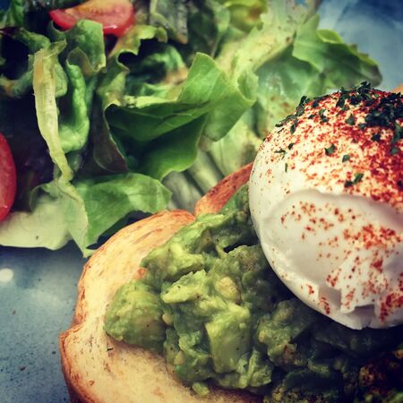 Poached egg with salad, Vegetarian foodの素材