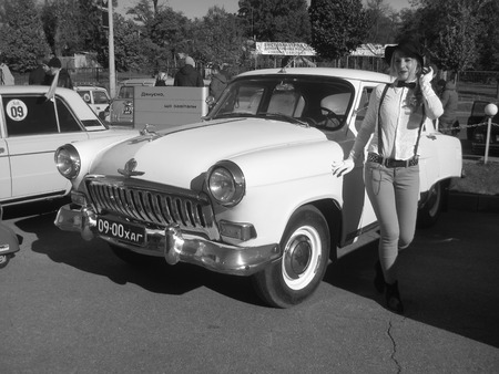 Old car Volga from girlのeditorial素材