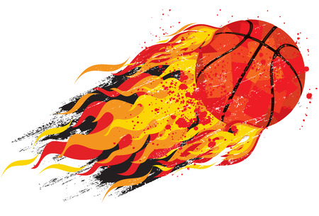 Flaming basketballのイラスト素材