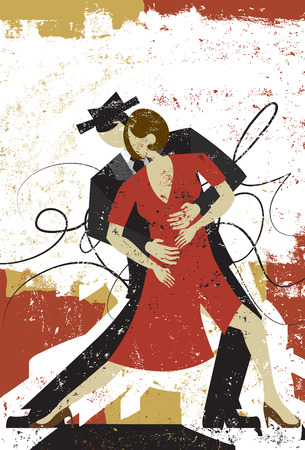 Tango Lovers, A couple dancing the tango over an abstract background.のイラスト素材
