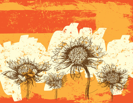 Wildflowers Abstract, Wildflowers over an abstract background.のイラスト素材