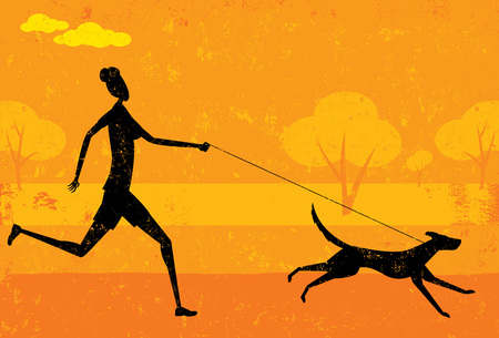 Running with dogのイラスト素材