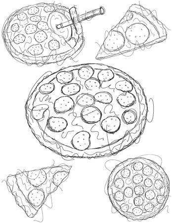 Pizza sketchesのイラスト素材
