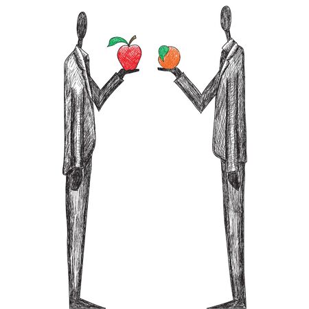 Comparing Apples and Orangesのイラスト素材