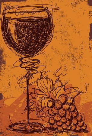 Wine and grapes abstractのイラスト素材