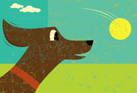 Dog and Ballのイラスト素材