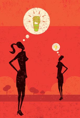 Woman with a green ideaのイラスト素材