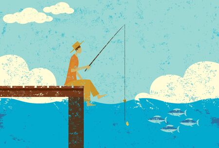 Fishing on a dockのイラスト素材