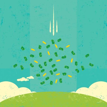 Money raining down from the skyのイラスト素材