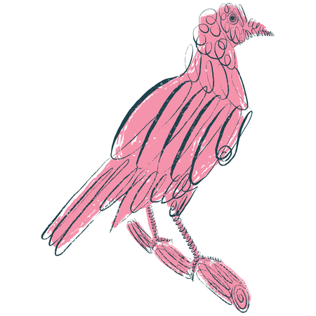 Bird with calligraphic line artのイラスト素材