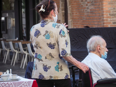 Cremona, Lombardy, Italy - 21st june 2020 - The First Sunday  flea antiques and Vanitas market opened this weekend and attracted customers even though the governor and state health officer concerns people from public gatherings  over coronavirus.のeditorial素材