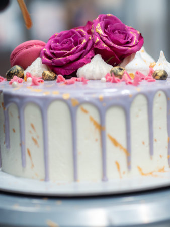 gold handpainted decorated romantic cake