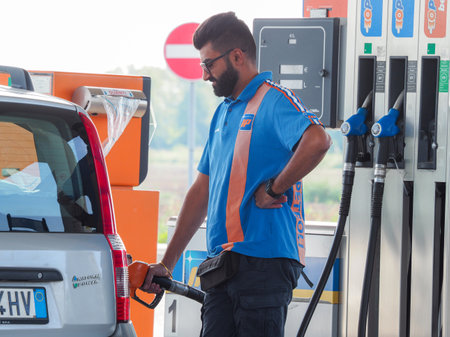 LPG gas filling stations and carsのeditorial素材