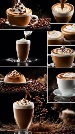 cappuccino latte splash high speed photograhic drink macro shot generative ai artの素材