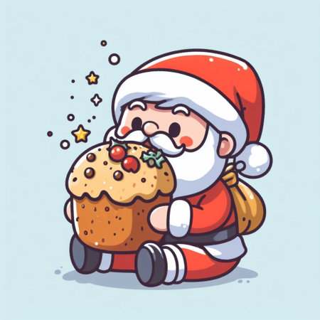 santa claus bake panettone italian christmas sweet cake in xmas atmosphere generative ai artの素材
