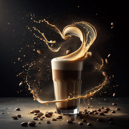 cappuccino latte splash high speed photograhic drink macro shot generative ai artの素材