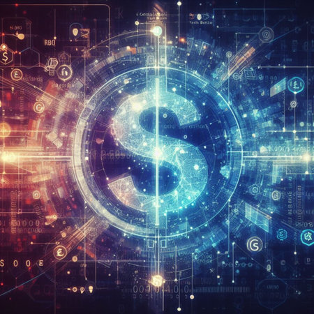 hand pay symbol graphic digital money, finance concept, virtual digital currency, and crypto value generative ai artの素材