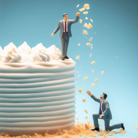 greedy elegant man beg grab fight desperate for sweet crumbs, greed concept abstract illustration ai generative artの素材