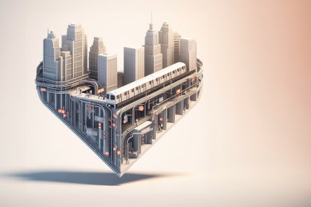 engineered heart shaped pipe system steampunk love concept isolated illustration 3d render ai generated artの素材