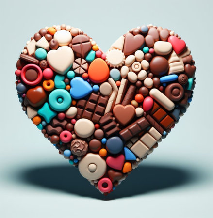 heart themed illustration shaped with flowers branches thorns ai generatedの素材