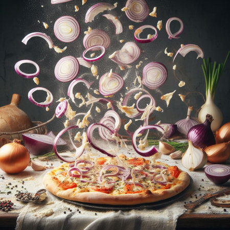 flying splashing mozzarella bufala italian pizza with tomato sauce and basil food photography generative ai artの素材