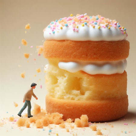 greedy elegant man beg grab fight desperate for sweet crumbs, greed concept abstract illustration ai generative artの素材