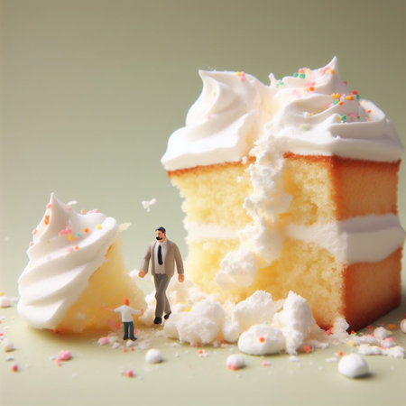 greedy elegant man beg grab fight desperate for sweet crumbs, greed concept abstract illustration ai generative artの素材